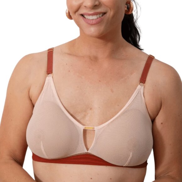Victoria Mesh Keyhole Bralette - Blush / Terracotta - Picture 1 of 4